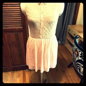 Light Pink Lace Vintage Style Dress with Collar